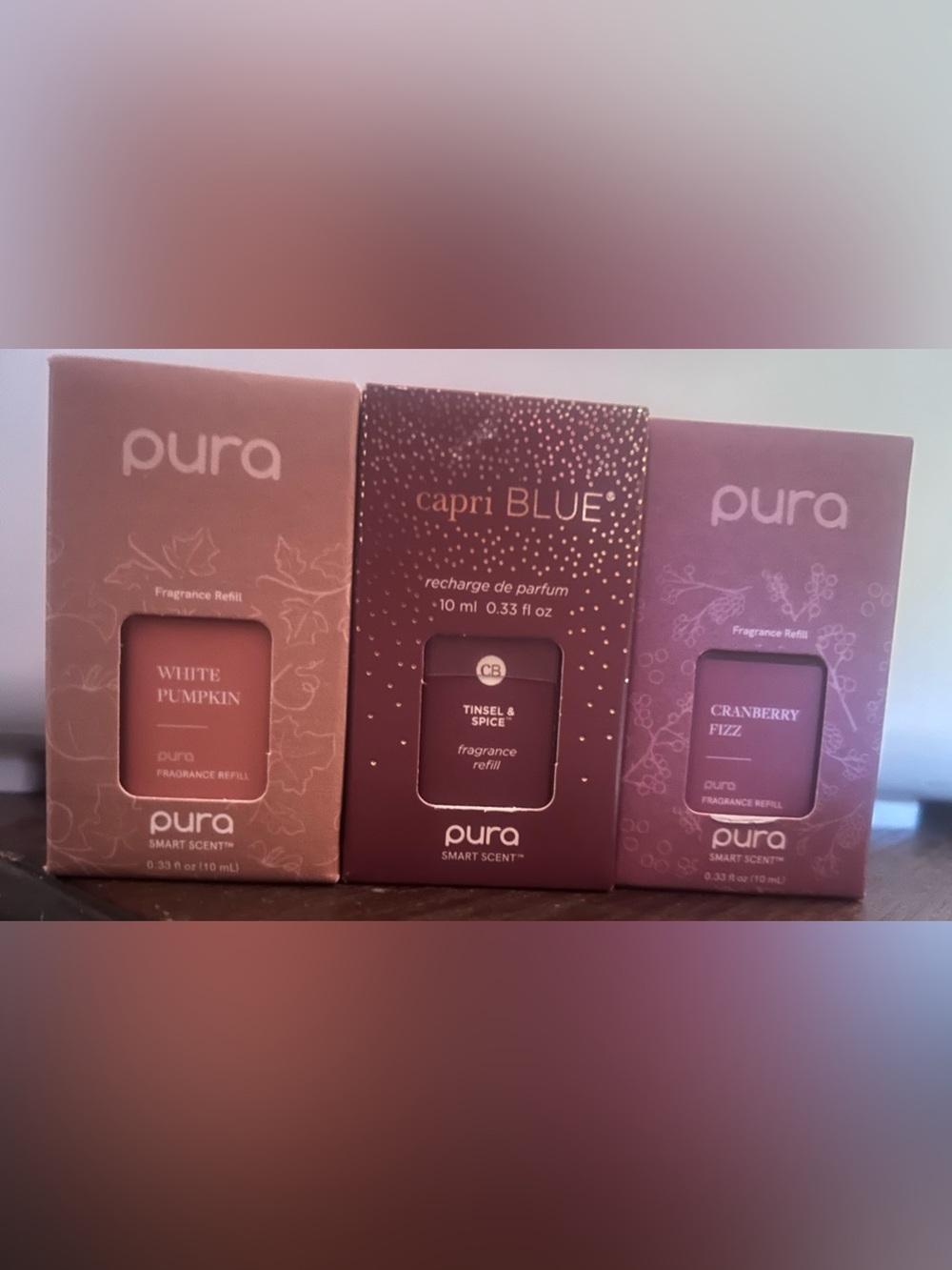 Pura Fragrance Refills Trio - White Pumpkin, Tinsel & Spice, Cranberry Fizz